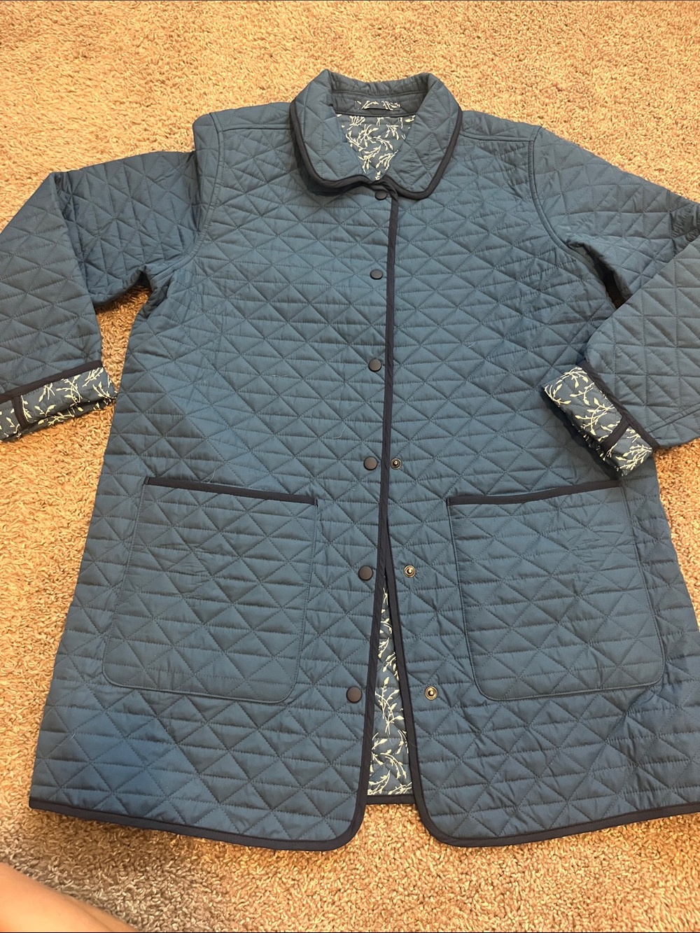 Land’s End Blue Women's Reversible Coat with Contrast Trim